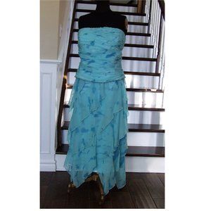 Silk Formal Evening Gown Strapless Wedding Pastel Dress Corset Skirt Women XL